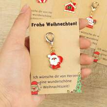 10 Stücke Deutscher "Frohe Weihnachten!" Weihnachts-Schlüsselanhänger Set - Feiertags Grußkarte & Schlüsselanhänger mit Rentier, Schneeflocke, Lebkuchen für Männer, Weihnachtsmann Design - Geschenk für Ehemann, Ehefrau, Familie, Feiertags Karten, Weihnachtsgrußkarten, Nachbarn Weihnachtskarten, Weihnachtskarten - Verschiedenfarbig - Übersicht 6
