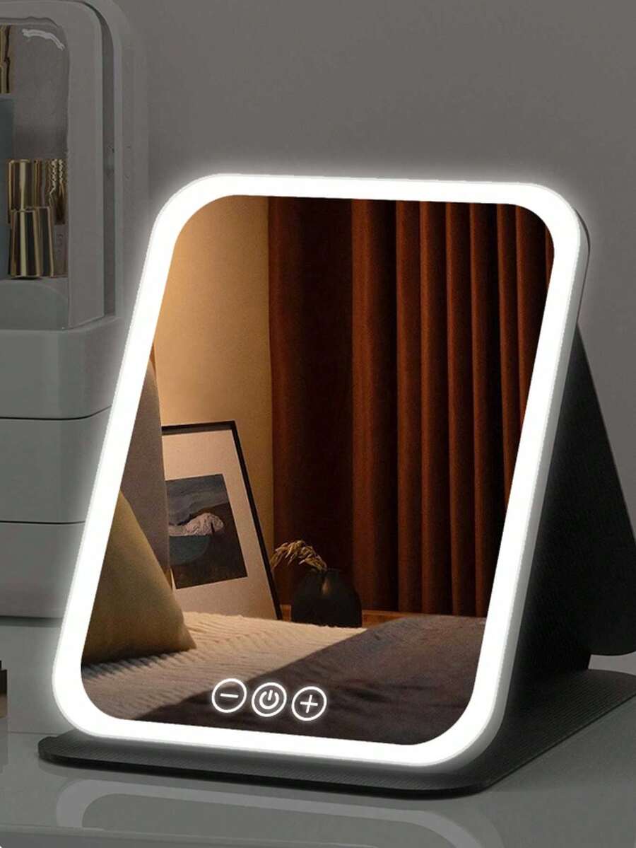 可折叠化妆镜，便携式化妆镜，适用于办公桌、学生宿舍、办公室、桌面