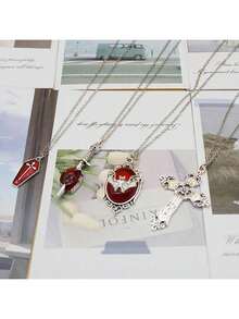 5pcs Y2K Vintage Gothic Punk Baddie Accessories, Including Choker Necklace, Bat Gemstone Necklace, Cross Coffin Arrow Heart Necklace Pendants, Suitable For Holidays, Parties, Gatherings, Gifts