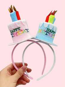 1pc Children's Birthday Princess Candle Cake Hair Hoop Headband Happy Birthday Party Prop Headpiece, Suitable For Birthday Parties