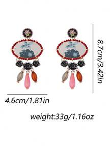 1 pereche cercei retro din rășină din aliaj cu pasăre și floare, eleganți pentru femei, petrecere de seară, purtare zilnică, cadou