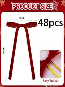 1 pièce/6 pièces/12 pièces/24 pièces/48 pièces Décoration de nœud de Noël rouge, nœuds décoratifs classiques pour les fêtes à accrocher, convient pour les arbres de Noël, couronnes, vignes, boîtes cadeaux, décoration festive, nœuds décoratifs élégants, fournitures pour fête de Noël, convient pour la maison, la cheminée, la décoration de porte, la décoration d'escalier