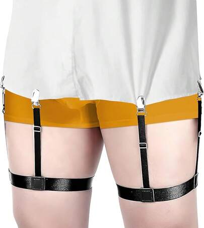 Ausein Sujetador de Camisas para Hombre, 1 Par Tirantes de Pierna para Camisa Con Antideslizante Abrazaderas de Bloqueo, Sujetadores para Camisa Ajustables Elásticos, Shirt Stays para diario y trabajo