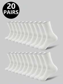 5 Pairs/10 Pairs/20 Pairs Black And White Thick Men's Winter Socks, Fashionable, Casual, Comfortable, Breathable, Odor Proof, Outdoor Sports, Running, Fitness, Compression Knee Socks, Business Leisure Vacation Black And White High Tube Socks Christmas, Thanksgiving, New Year Holiday Gifts (Thick)