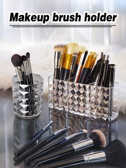 1个透明钻石笔筒，多功能珠宝收纳盒，化妆刷收纳盒，办公桌配件，化妆品收纳盒，香水架，浴室、学校、宿舍、派对、节日、生日礼物（送给朋友、同学、家人、同事），化妆包，洗漱包，桌面收纳盒，化妆包，化妆袋，化妆品收纳盒，梳妆台配件，化妆袋，化妆包，珠宝盒，化妆刷架，化妆刷架，香水收纳盒，化妆包，圣诞礼物，女士礼物创意，房间装饰