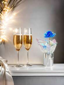 1 套人造玫瑰花束，带包装，假玫瑰镀金激光，适合生日或周年纪念礼物、母亲节、情人节礼物、婚礼纪念品和节日派对家居餐桌装饰礼物 - 彩色 - 查看 8