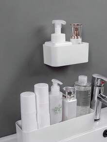 1 Wall Mounted Non Punched Storage Box, Made Of High-Quality ABS Material, No Punching, Non Marking Storage Box, Color (White), Suitable For Living Room, Bedroom, Bathroom, Study, University Dormitory, Autumn Home Decoration Room Decoration - White - View 6