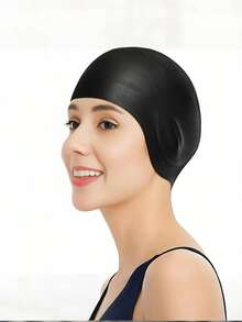 男女通用防水泳帽 - 高弹力护耳长发帽 - 大号硅胶潜水帽，男女通用泳帽，专业工厂直销，硅胶成人女士泳帽，防水防雾长发适用