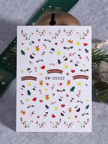 2 pezzi Adesivi per unghie a tema natalizio, decorazioni 3D per unghie fai-da-te con disegni di Natale, uomo pan di zenzero, cervo, calzino regalo, fiocchi di neve, albero di Natale, decalcomanie per manicure francese per unghie di Capodanno