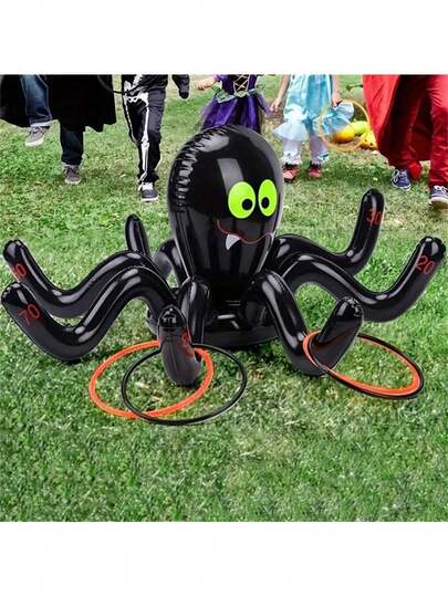Juego inflable de lanzamiento para fiesta de Halloween - Juegos de tiro al aro de pulpo y araña de estilo carnaval hechos de látex duradero - Suministros perfectos para fiestas de Halloween para adultos - Juego interactivo para celebraciones festivas, reuniones familiares, actividades escolares, eventos al aire libre y juegos interiores - Ligero, portátil y fácil de inflar, juguetes inflables reutilizables