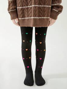 1/2 双女童心形和波尔卡圆点印花马镫紧身裤，适合裙子、舞蹈、学校、所有季节 - 彩色 - 查看 18