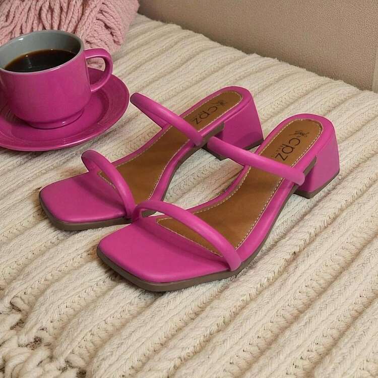 Women's Block Heel Sandals Stylish Elegant Party Neutral Elegant Casual Wonderful Cute - Rosa Fucsia - Añade 3