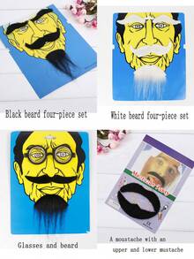 Christmas Realistic Self-Adhesive Fake Beard And Eyebrows, Role Play And Holiday Party Beard Decorations, Photo Props, Funny Beard Costume - Funny Gentleman With Yellow Beard - View 7