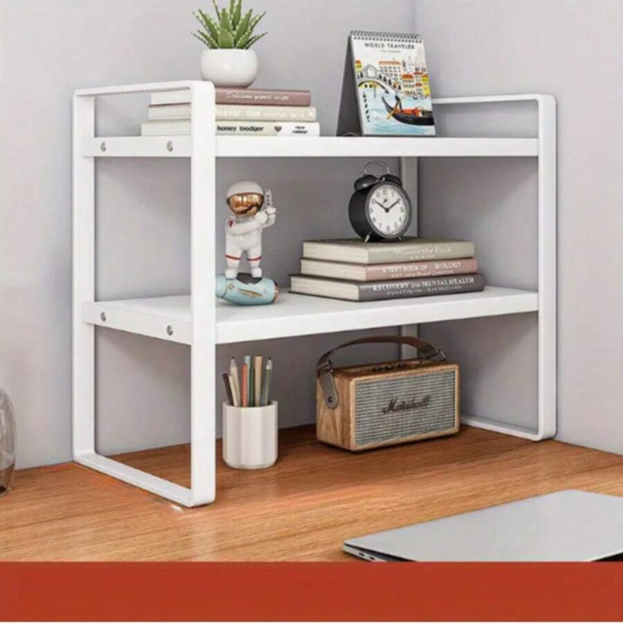 [Multi-Layer] Desktop Shelf | Multi-Layer | Iron | Desk Storage | Student Dormitory - Lớp kép màu trắng - Xem 1