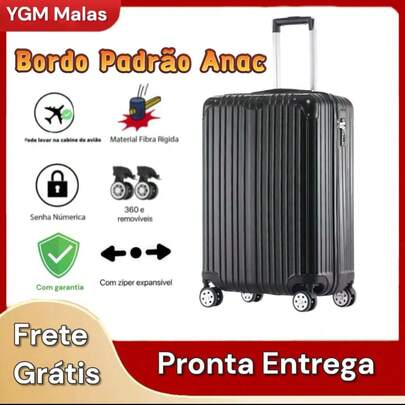 Mala De Viagem 10KG Padrão Anac 55X35X25cm Bordo Abs Com Zíper Expansível Rodinhas Removíveis Inquebrável