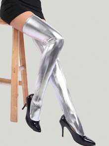 1 Pair Thigh High Socks, Glitter Stockings, Women Over,The,Knee Socks And Tights, Cozy Socks - Multicolor - View 4