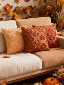 1pc/2pcs Maple Cushions, 18 X 18 Inches, Orange, Farm, Decoration, Autumn Harvest Theme, Festival, Synthetic Hair, Sofa, Bed Or Room - Orange - View 7