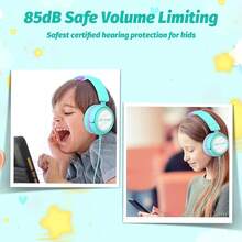 Auriculares para niños V1, auriculares estéreo plegables sin enredos 3,5mm ajustables en la oreja para niños para la escuela/niños/niños/adolescentes/niños/niñas//Tablet//teléfonos/Viajes/avión (verde) - Autocaravanas verdes - Ver 3