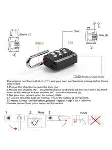 1 件装密码锁防盗锁，小型安全挂锁，旅行箱包防盗密码挂锁多用途 3 位数密码锁，安全行李箱密码挂锁，适用于健身房储物柜、手提箱和背包安全旅行配件，便携，防篡改，色彩鲜艳，设计紧凑，易于携带，旅行露营度假必需品