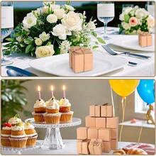 50PCS Small Gift Boxes 2 X 2 X 2 Inches Mini Party Favor Boxes With Blank Tags For Wedding Bridal Shower Birthday Party DIY - Brown - View 5