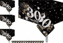 4 Pack 30th Birthday Table Cover 30th Birthday Theme Tablecloth Party Supplies - Đen Trắng Bạc - Xem 1