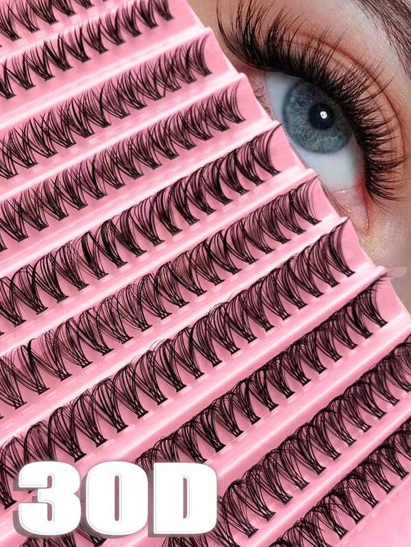 طقم إطالة الرموش DIY 200 قطعة رموش فردية تجميعية بتقوس D، مزيج من طول 8-16 مم مع رابط الرموش وختم وأداة تطبيق الرموش للاستخدام المنزلي الذاتي