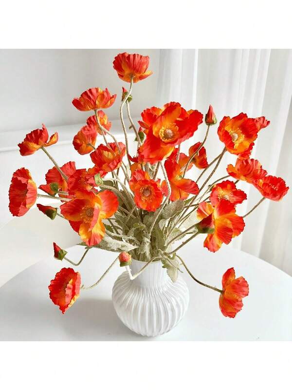 1/3/5 unidades de Amapola artificial, de 59 cm de largo, con 4 flores, de estilo simple y moderno, se puede doblar y no se desvanece - Usado para decoración de pared de flores DIY, diseño de escenarios, arreglos florales para sala de estar y dormitorio, bodas, fiestas, decoración de escritorio, decoración de otoño y primavera, decoración del hogar, decoración de cocina, decoración de bodas, decoración de mesa, centros de mesa, decoración de oficina, decoración de jardín, decoración exterior