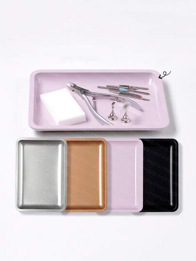 1 صينية من الفولاذ المقاوم للصدأ للمجوهرات، منظم مكتب الأظافر، حامل مستحضرات التجميل