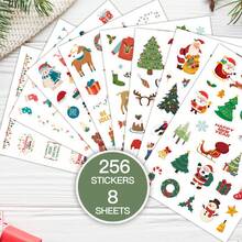 8pcs/256pcs Christmas Stickers, Matte Stickers, Versatile Use: Christmas, New Year, Winter Stickers, Suitable For Decorating Cards, Party Invitations, Scrapbooks, And Can Be Stuck On Luggage, Computers, Water Bottles, Skis, Refrigerators, Cabinets, Walls, Bicycles, Notebooks, Mirrors, And Any Surface You Want To Decorate
