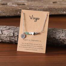 1pc Bohemian Style Natural Stone Necklace With 12 Zodiac Birthstone Pendants - Astrology Constellation ​Personalized Aries​,Taurus​​,Gemini​​,Cancer​​​​,Leo​ ,Virgo​,Libra​,Scorpio​​,Sagittarius​​,Capricorn​,Aquarius​​,Pisces​ Jewelry Perfect Birthday Gift For Her Women, Men, Daughte, Wedding Party Mother's Day Christmas Versatile Everyday Wear (Stone Shape, Size, And Color May Vary)