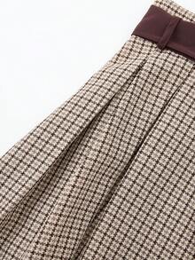 女士时尚格子A字裙，百搭优雅，宽松显瘦 - 杏子咖啡 - 查看 5