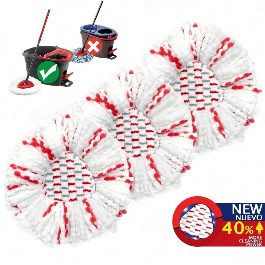 Cabeça de Reposição de Esfregão Giratório, Cabeça de Esfregão Tuoba que Pode Girar, Cabeça de Esfregão Giratório, Peças de Reposição da Cabeça de Esfregão Giratório, Efeito de Limpeza Aumentado em 40%, Toque Profundo e Remoção de Cabelos/Migalhas/Poeira, Pode Ser Lavado à Máquina e Fácil de Instalar, Limpeza Eficiente, Estrutura Resistente, Durável