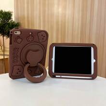 1个可爱小熊造型360°旋转平板电脑支架保护套,兼容iPad 7/8/9、iPad Air 5/4/3(第九代,10.2英寸)、iPad Pro 11英寸(2021/2022款),硅胶全包保护套 - 棕色 - 查看 7