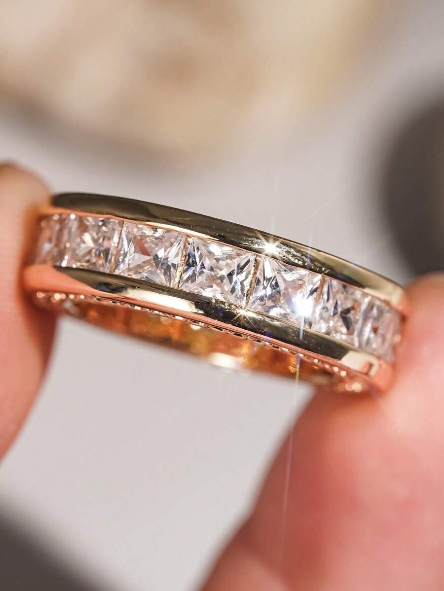 1 Stück hübscher kubischer Zirkonia Ring für Frauen für Hochzeit, Verlobung, Jahrestag, Party-Schmuck, Valentinstag Geschenk