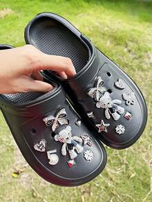 16 Stücke abnehmbare DIY Schuh Accessoires (süßer Bär, Schleife, Stern), geeignet für Damensandalen, Ballerinas, Mary Janes, Gartenschuhe, Clogs, Flip Flops und Strandtaschen - perfektes Geschenk für Feiertage, Partys und besondere Anlässe