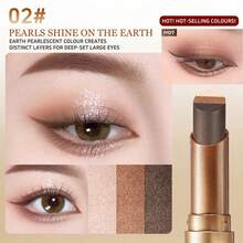 3-Color Eyeshadow Stick, Smooth Pearl Gradient Eyeshadow, Glitter Powder, Beginner-Friendly Eyeshadow Stick - Nhiều màu - Xem 5