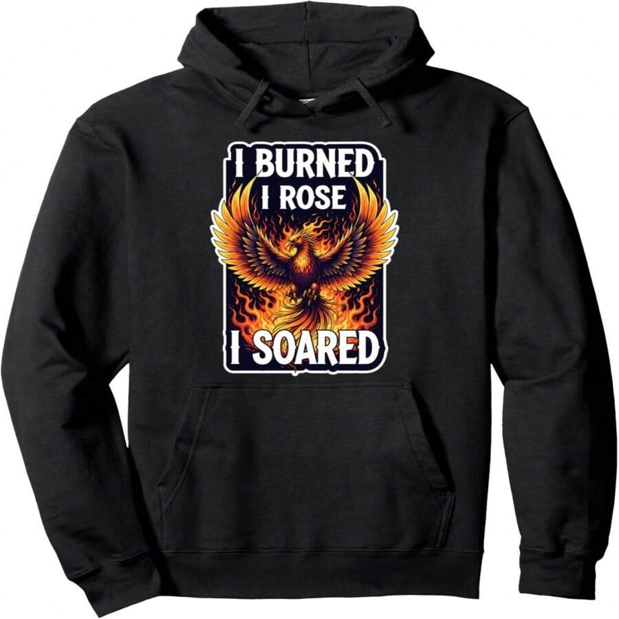 I Burned I Rose I Soared Pnix Rising Ashes Fire Bird Cool Pullover Hoodie - 黑色 22 - 查看 1