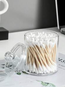 4 pièces Boîte de rangement cosmétique, support pour cotons-tiges, boîte de rangement pour salle de bain, distributeur de disques ronds/fil dentaire pour le classement et le rangement. Flacons de voyage pour la salle de bain, les voyages, l'extérieur, les affaires, étanches et portables