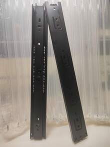 三节不锈钢抽屉滑轨，静音软关闭家具抽屉滑轨，书桌、衣柜抽屉滑轨，滚珠轴承衣柜抽屉滑轨 - 軍綠色 - 查看 2