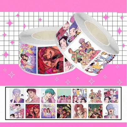 500 pezzi Nuovi adesivi anime Monster KPop, cacciatore di diavoli, rotolo di adesivi con tigre cacciatore di diavoli, decorazione per laptop, etichette sigillate rotonde, articoli di cartoleria, da inviare ad amici e familiari, stile casuale