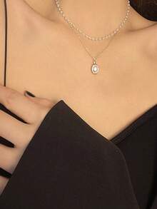 1 件新款女士珍珠项链 Kpop 金珠吊坠项链哥特双层链式项链女士日常时尚派对珠宝礼物（由于手工切割，珠子数量可能略有不同）