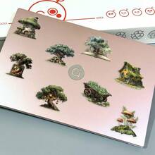 50 pezzi Adesivi trasparenti verdi della natura, adesivi vintage di estetica boschiva, adesivi di alberi, adesivi per scrapbooking, adesivi primaverili in PET per borracce, laptop, skateboard, quaderni, telefoni, chitarre, bagagli, computer, frigoriferi, scrivanie