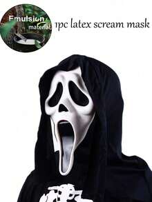 1 件万圣节角色扮演恐怖尖叫鬼脸面具，乳胶搞笑恐怖头饰，适合派对、化妆舞会、角色扮演 - 彩色 - 查看 4