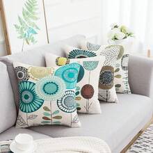 Juego de 4 Fundas para Cojines de Lino, 45 x 45 Fundas de Cojines,Fundas Cojines Decorativa,para sofá, Cama, hogar, Coche, decoración de Interiores (Estilo D) - Estilo E - Ver 9