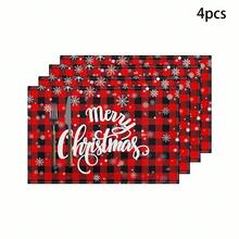 1/4/6 buc Covorașe de Crăciun roșii din seria Haig, aparținând în principal Crăciunului, covorașe de ziua de Crăciun, potrivite pentru decorarea camerei de zi cu zi, bucătăriei și mesei de petrecere, antiderapante și rezistente la căldură, covorașe de Crăciun fericite, decorațiuni pentru masa de bucătărie interioară cu tematică fermă, petreceri de familie, potrivite pentru masa de bucătărie, covorașe lavabile pentru interior/exterior, care pot șterge covorașele de masă.