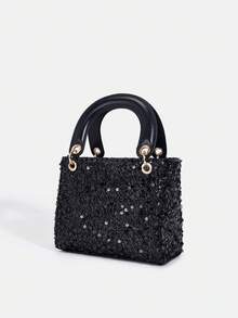 1 件女孩新款时尚亮片优雅手提包，高端单肩斜挎包，配有可调节肩带，适合日常、派对、旅行，是理想的礼物 - M2125 - 查看 3