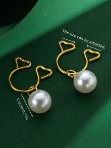 1 Pair Luxury Faux Pearl Wrapped/Double Heart Nipple Clamps, Baroque Pearl Nipple Clips, Suitable For Women's Daily, Party, Valentine's Day, Holiday Wear - Multicolor - View 8