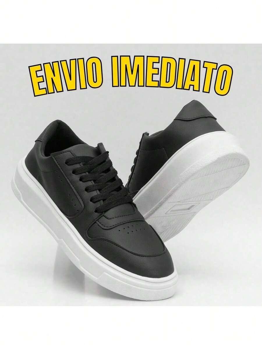 Men's Casual Tiger Platform Sneakers, Comfortable, Stylish, Modern, Non-Slip, Increases Height - 黑白 - 查看 1