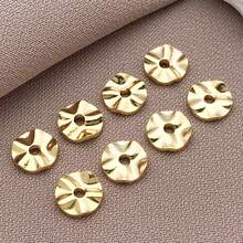 10/20 件 18K 镀金珠子扁平圆形隔珠黄铜散珠隔珠柱状圆珠隔珠适用于手链项链串珠首饰制作 DIY 工艺品 - 金色 - 查看 21