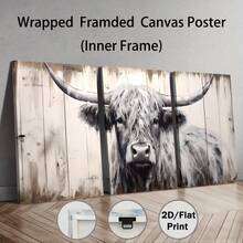 3 件套高地牛帆布墙面艺术印刷品，可选画框农舍风格动物海报，装饰艺术乡村客厅卧室办公室装饰，室内帆布海报，动物主题水墨艺术品，理想的礼物，带画框的墙面艺术 - 彩色 - 查看 17